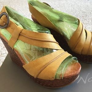 Naya Estra Hot Mustard Leather Wedge Sandal